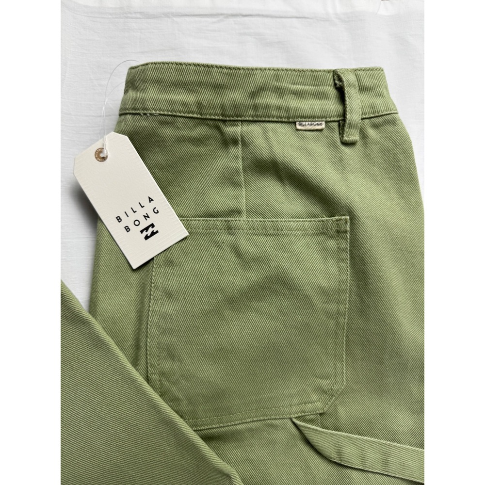 Billabong Leia Pant Avo Green Utility Cargo Wide Leg Twill Womens waist 29 in‎ - Picture 2 of 16